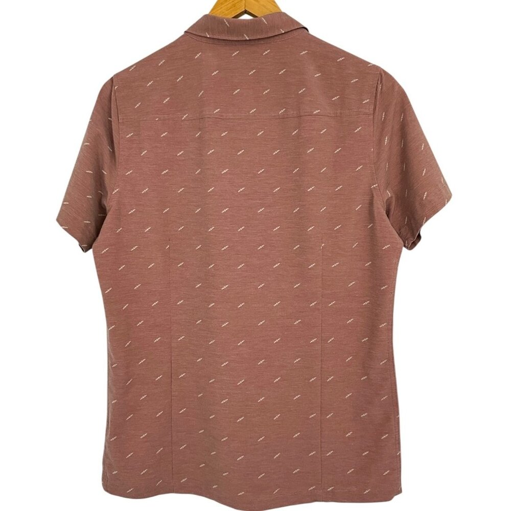 Vuori Bridge Short Sleeve Button Down Shirt Light Terracotta Dagger Red Size S - Picture 4 of 8